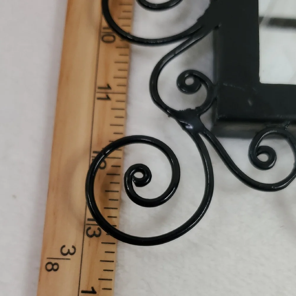 Elegant Black Wrought Iron Wall Mirror with Swirls